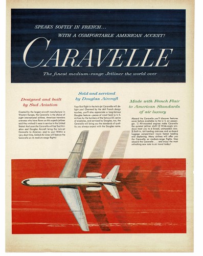 1961 Sud Aviation Caravelle Jetliner Vintage Print Ad Douglas Aircraft United