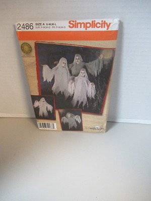 Simplicity  #2486 Adult & Teen Unisex Ghost Costumes  Pattern SZ  S-M, M-L UNCUT