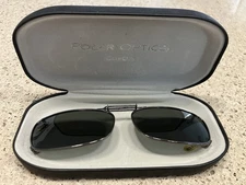Polar Optics Clip-On Black Sun Glasses Scratch Resistant With Hard Case
