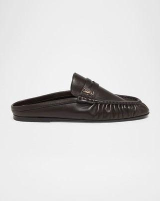 Saint Laurent Le Loafer Leather Penny Loafer Mules EU 39 US 9 Dark Brown