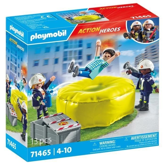 Jouet pompiers PLAYMOBIL 71465 avec coussin de sauvetage figurine Action Heroes