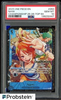 One Piece TCG EN Championship 25 26 2025 Top 64 #050 Nami PSA 10 GEMA como nuevo