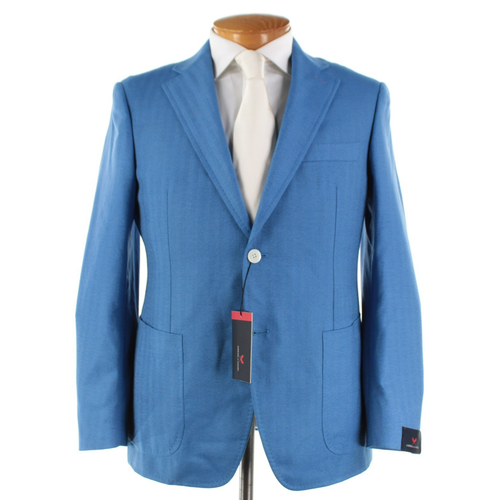 Cappotto sportivo Cardinal of Canada nuovo con etichette lana/seta taglia 40S US in blu spina di pesce - Foto 1 di 12