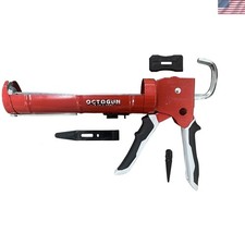 Heavy-Duty Drip-Free Hex Rod Caulk Gun with Spout Cutter and 10 oz Cartridge