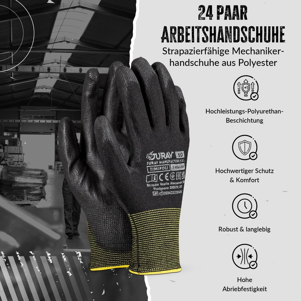 ✅24 Paar Arbeitshandschuhe Montagehandschuhe Schutzhandschuhe Garten Handschuhe✅ - Bild 2 von 4