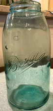 Antique Ball Triple-L Aqua Mason Jar Ground Rim Bubbles 1896-1910 No Lid 9.5"