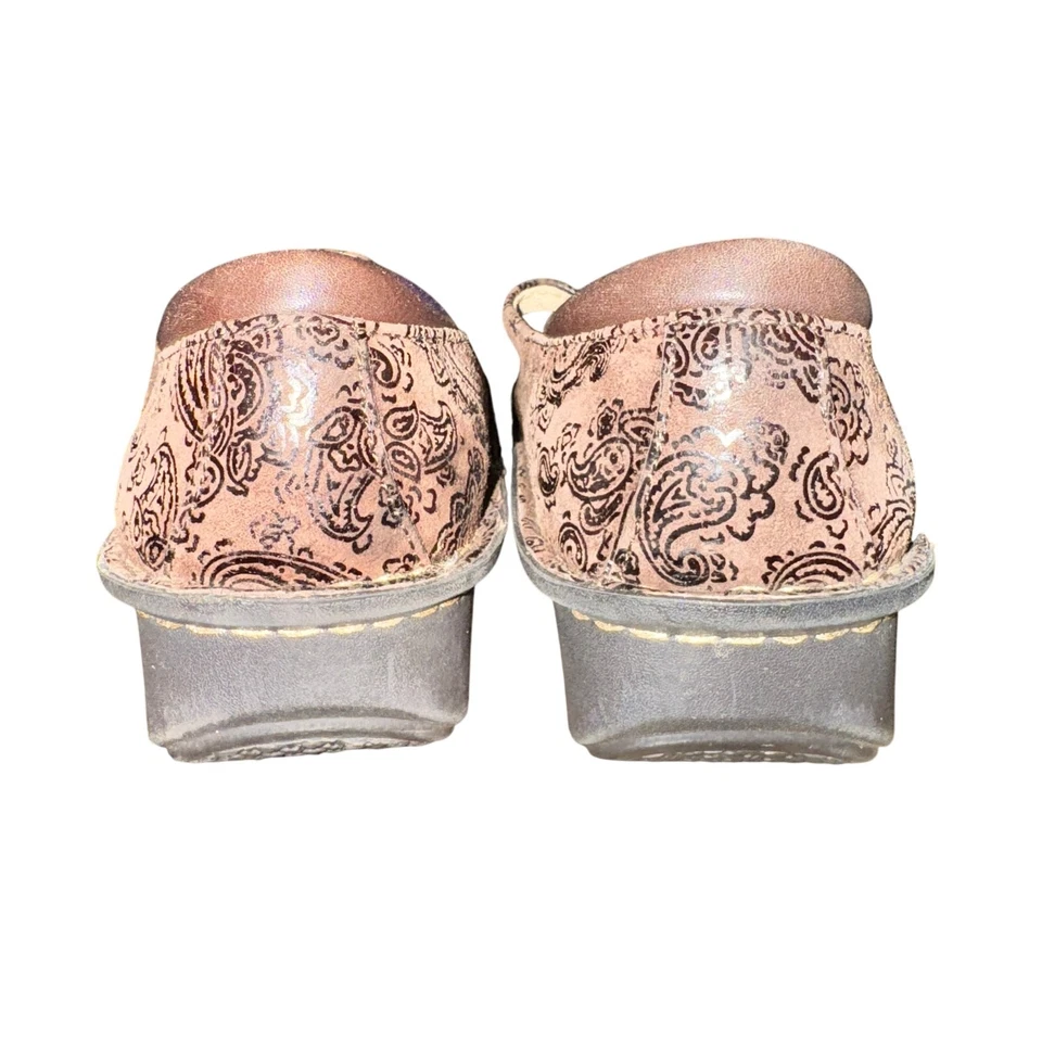 Zuecos Alegria Jill Mary Jane para mujer talla 8 cuero marrón estampado cachemira zapatos  Foto 4 de 4