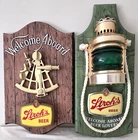Lot of 2 Vintage Stroh’s Beer Signs w/ Nautical Themes - Stroh's Brewing Co.