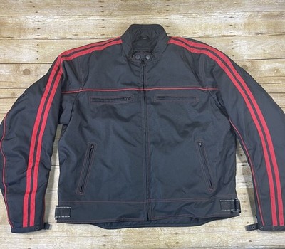 Name Of Quality Products Red & Black Motorcycle Jacket Size XXL Quilted Lining