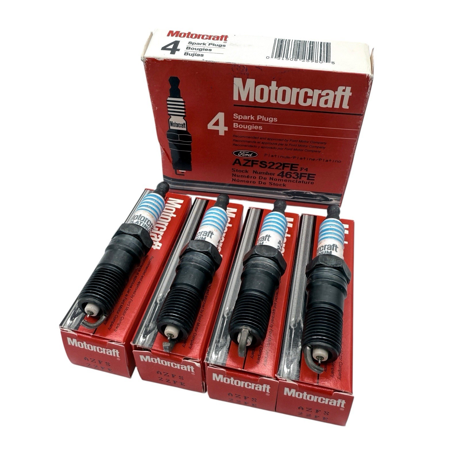 NOS 4-pack of Genuine Motorcraft Platinum Spark Plugs AZFS-22F-E