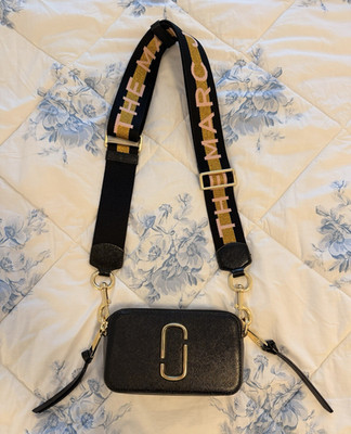 Marc Jacobs Small Black/White Colorblock Crossbody Zip Bag w/ Logo Strap