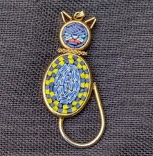 Ciondolo vintage micro mosaico simpatico a forma di gatto - Italia micromosaico vetro gattino C11