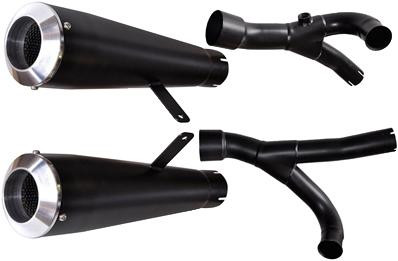 VooDoo Megaphone Dual Slip-On Mufflers Black Yamaha VMX1700 VMAX 2009-2017