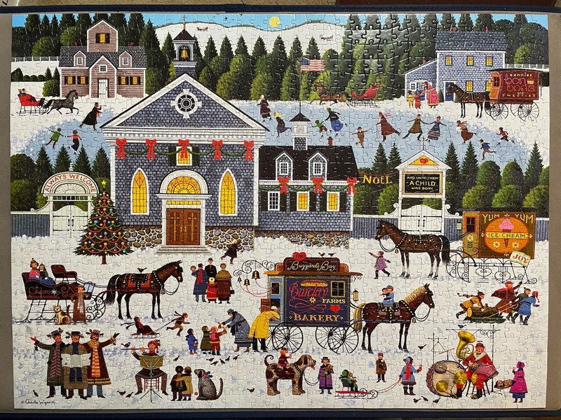 1000 Piece Jigsaw Puzzle Churchyard Christmas By Charles Wysocki Buffalo Games