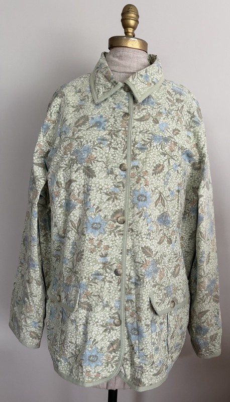 Charter Club Woman Sz 2X Jacket Button Down Floral Pockets Cotton Blend Stretch 