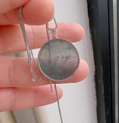 Translucent Round  Cloudy Sky  Disc Jade jadeite 18k Gold    Pendant New