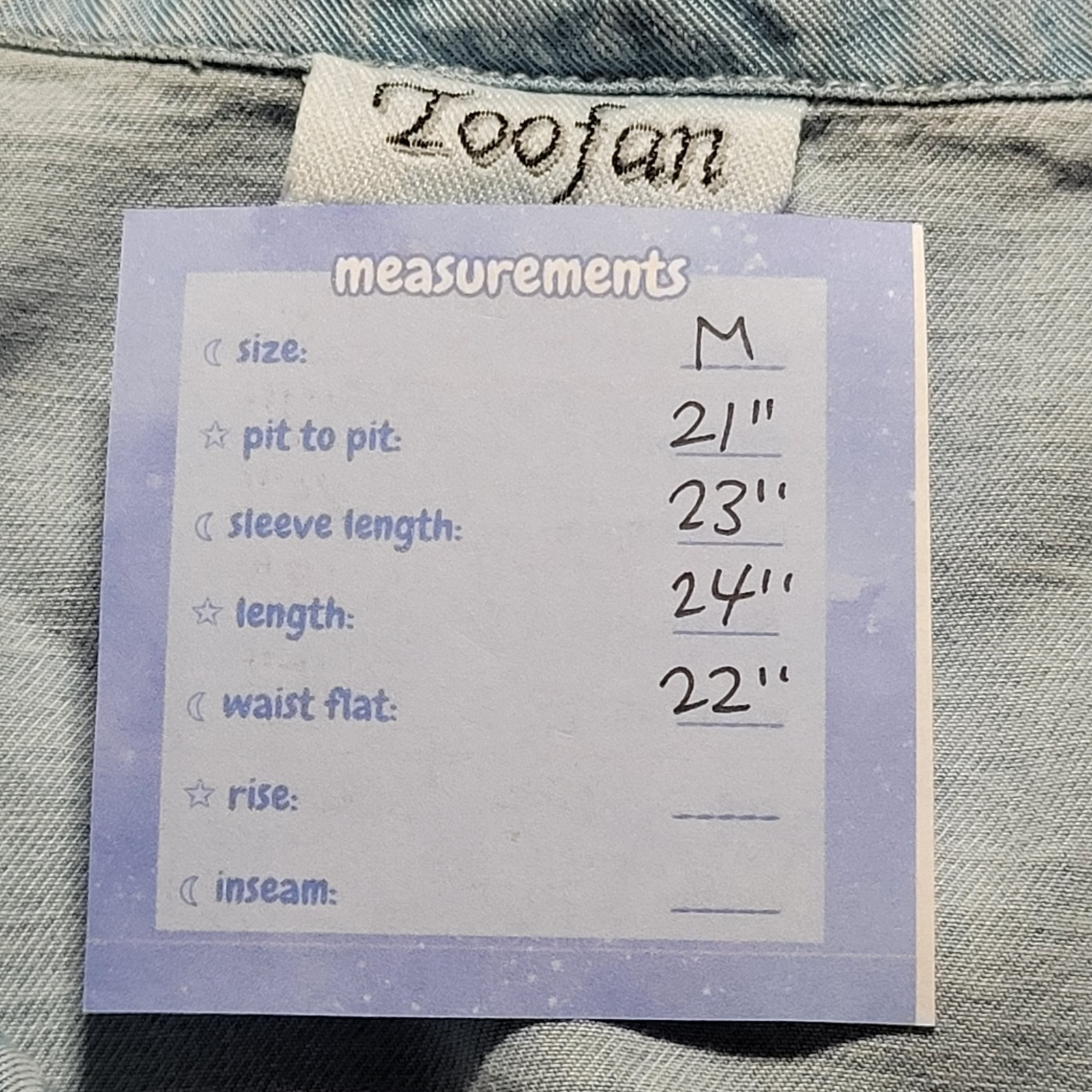 TOOFAN Blue Chambray Button Down Shacket Size M L… - image 2