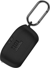 Silicone Case for JBL Vibe Buds 2, Protective Cover with Carabiner Black