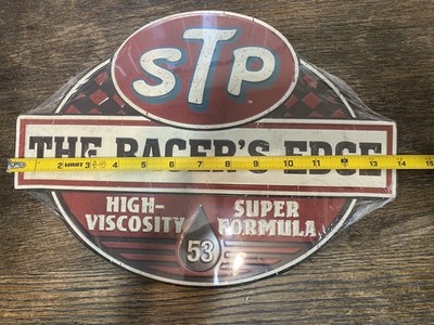 STP THE RACER'S EDGE 看板 STP The Racer's Edge Embossed Tin Metal Sign - Motor Oil Treatment