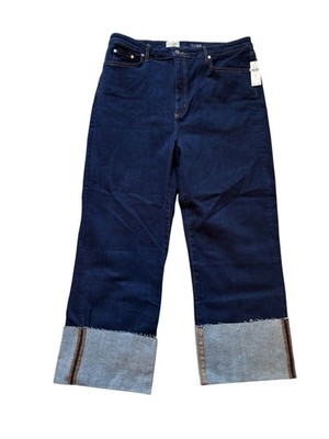 NWT PILCRO By Anthropologie High-Rise Cuff Flocked Jeans Women's Size 33 B4