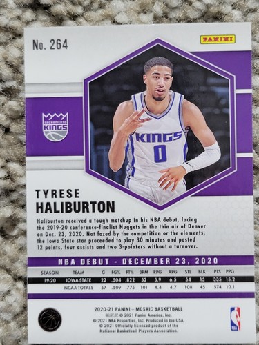 2020-21 Panini Mosaic - NBA Debut Tyrese Haliburton #264 (RC) - Picture 3 of 3