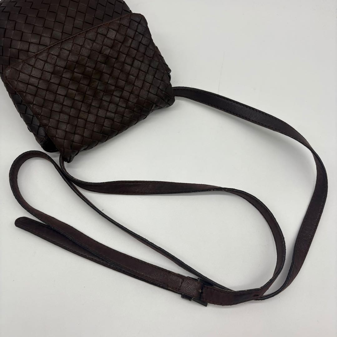 Bottega Veneta Intrecciato Brown Leather Crossbody Pouch Bag Unisex Pre-owned thumbnail 12