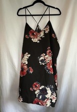 Free People Intimately Floral Slip Nightie Black Red Strappy Back Women  s L
