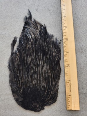 Lot 173,  Grade B,  DYED BLACK India Rooster Streamer Neck Cape Feathers