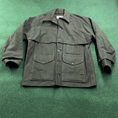 Vintage Filson Mackinaw Coat Mens L Green Double Breasted Wool Cruiser USA MADE video thumbnail