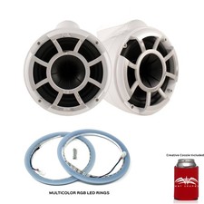 Wet Sounds REV 10 X Mount Tower Speakers with RGB LED Speaker Rings White