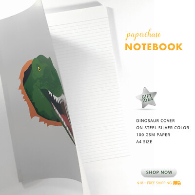 A4 Notebook Writing Lined Ruled Paper School Dinosaur Quality GIFT20 ID NB07 