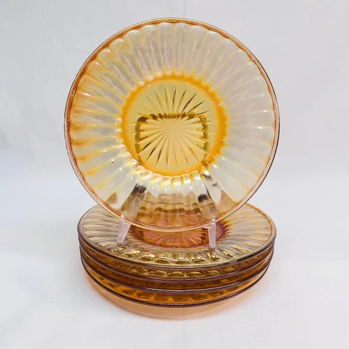 VTG Mid-Century-Modern Five Anchor Hocking Dessert Plates 6" Dia x 1/2" H"*READ*