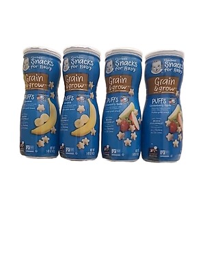 Gerber Puffs Strawberry Apple(2) Puffs Banana (2) Snack (pack of 4) Exp:05/25