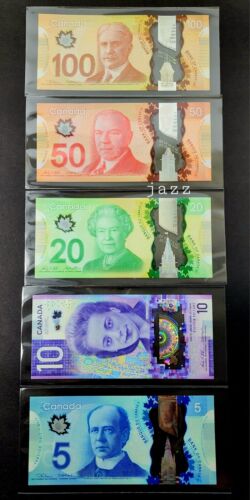 LOT billets - Banque du Canada 2011-2018 100 $ 50 $ 20 $ 10 $ 5 $ polymère UNC - Photo 1 sur 2