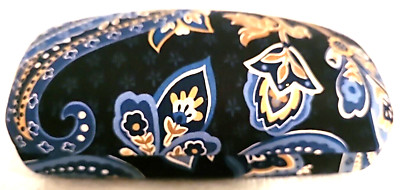 Vera Bradley Hard Eyeglass Case Clamshell Retired Ellie Blue Floral Paisley
