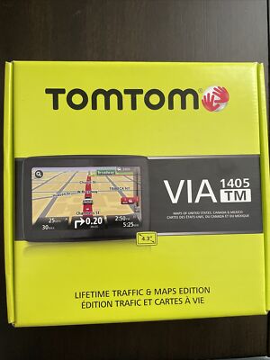 Tom Tom VIA 1405TM Portable GPS Navigator 4.3'' Touchscreen Lifetime Maps NEW