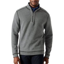 Tommy Bahama L Reversible 1/4 Zip Pullover Sweatshirt Gray Long Sleeve Sweater