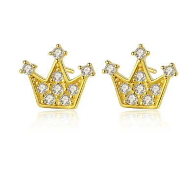 Prinzessin Krone Zirkonia Ohrstecker (925 Silber) Gold/Silber, Liebe, süß