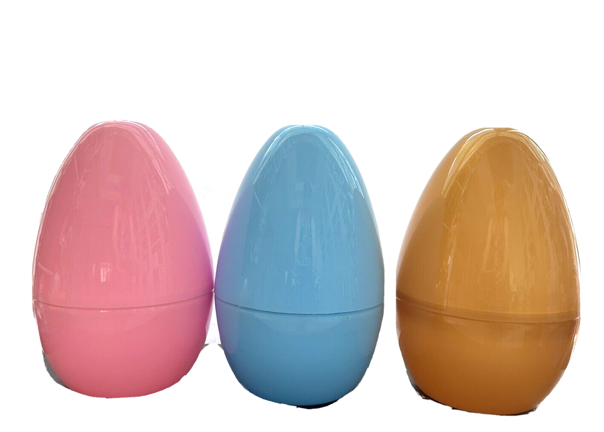 10 Inch Colorful Fillable Plastic Set of 3 Jumbo Easter Eggs Pink