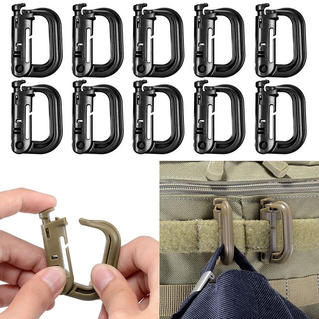 10 Pack DRing Attachment Clips for Molle Backpack Bag Quick Lock