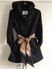 Herno Black Trench Coat With Silk Scarf / Belt - It 42/ Uk 10 - New - Rrp £ 655