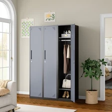 Metal Lockers Storage Cabinet 1-6 Doors Locker for Office School Gym Hotel Home