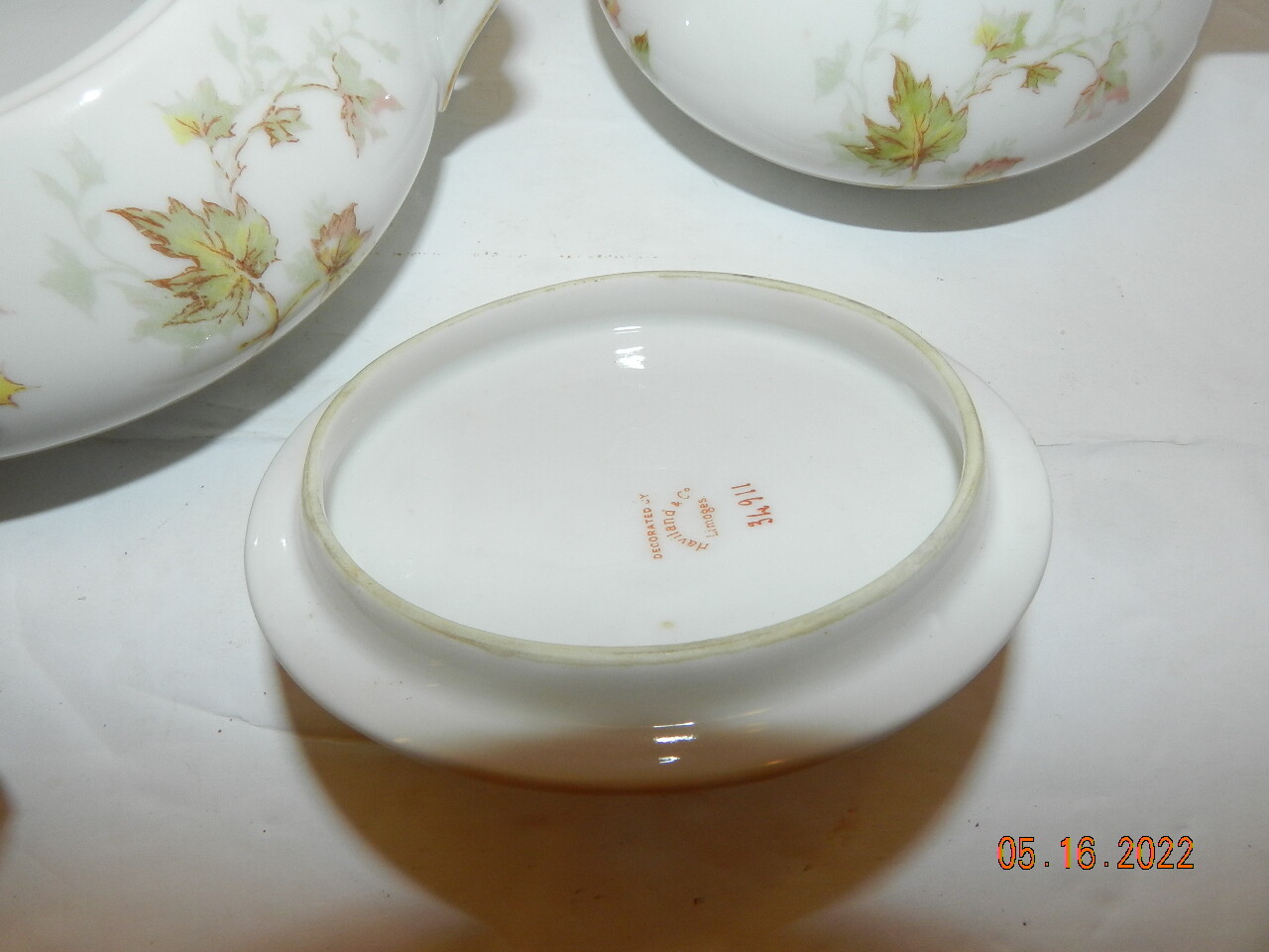 Haviland France Haviland & Co. Limoge Autumn Leaf China Sugar & Creamer