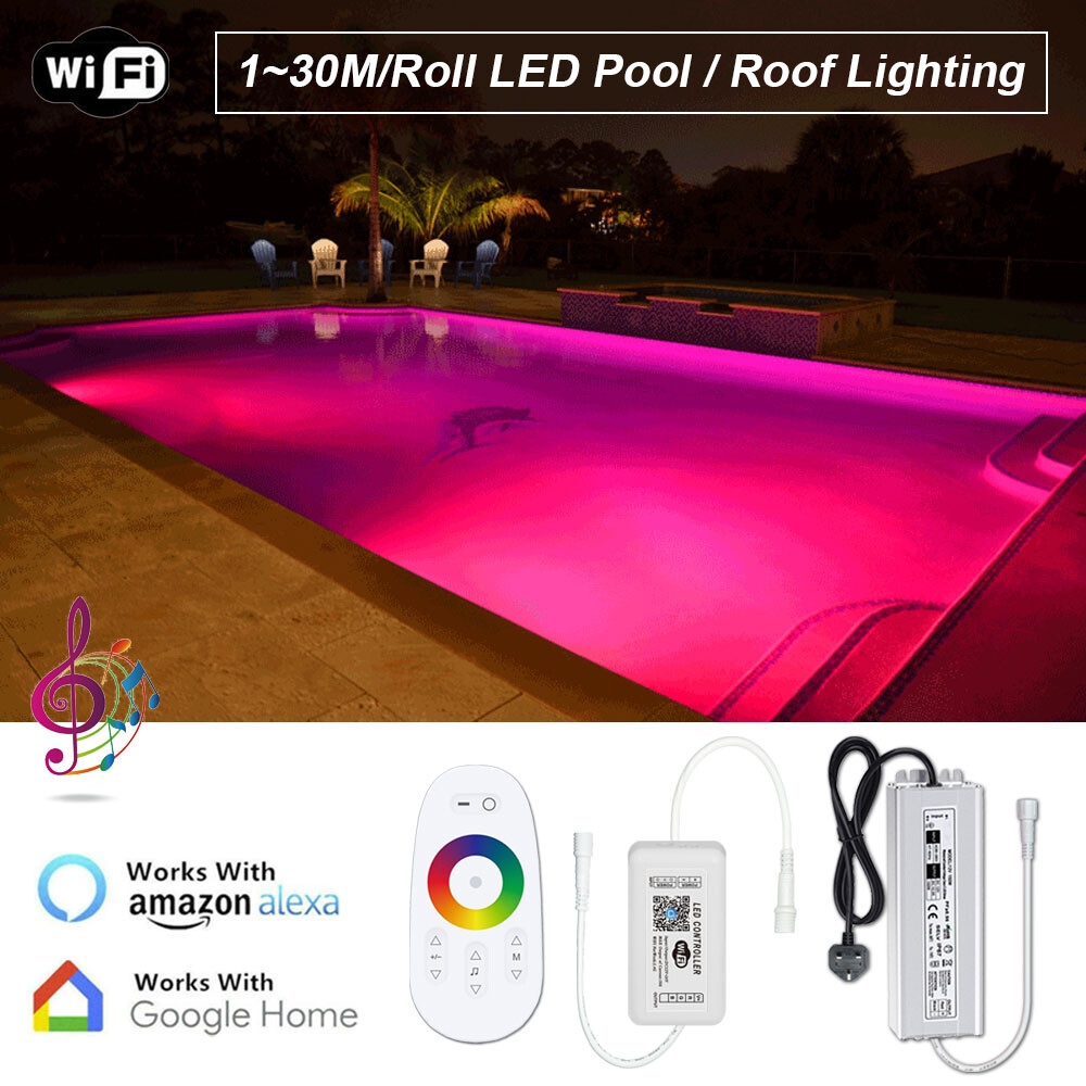 IP68 Sumergible Impermeable 1~30M 60LEDs/M 24V WiFi RGB LED Luz Piscina