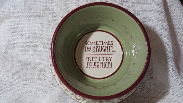 Grasslands Road Holiday Dog Bowl Sometimes I’m Naughty But I Try To Be Nice