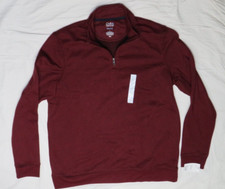 CROFT  BARROW MENS LARGE RED AGED WINE 1/4 ZIP FLEECE PULLOVER SWEATSHIRT NEW