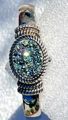Gem Essence Women s Wrist Watch Cover Flip Over Face Druzy Sparkle Bejeweled