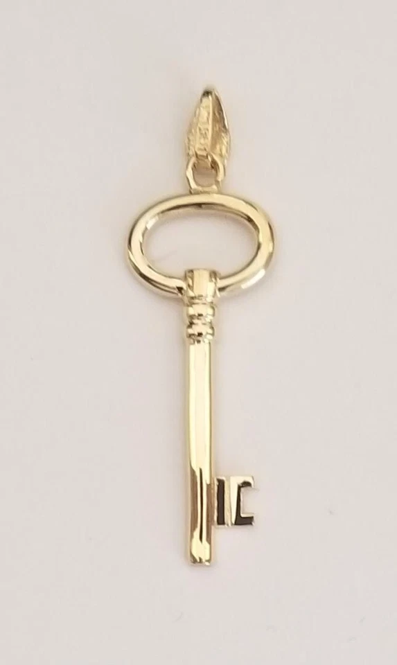 14k Real Solid Yellow Gold Key IIave Charm Pendant - Image 3 of 4