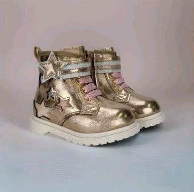 Wonder Nation Girls Metallic Gold Star Boots Toddler Size