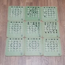 Bingo King Green Vintage Bingo Cards Lot of 9 Shutter Stitched Board 7" x 6.5"